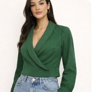 J.Crew | Emerald Green Wrap Cropped Blazer